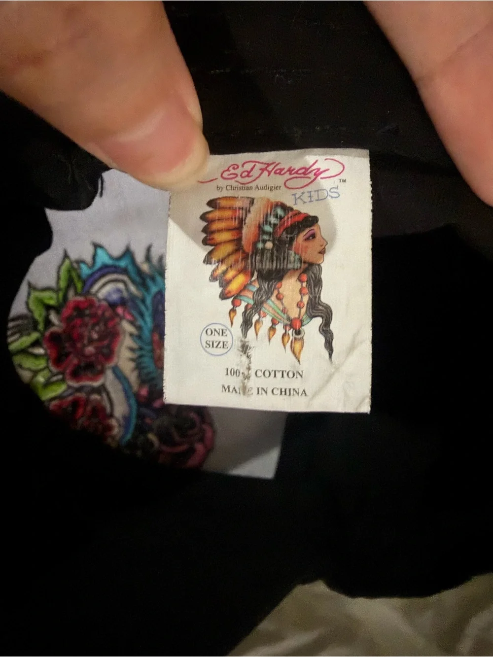 Ed Hardy and Christian Audigier Y2K Black Cap with Blue Dragon & Pink Rose RARE